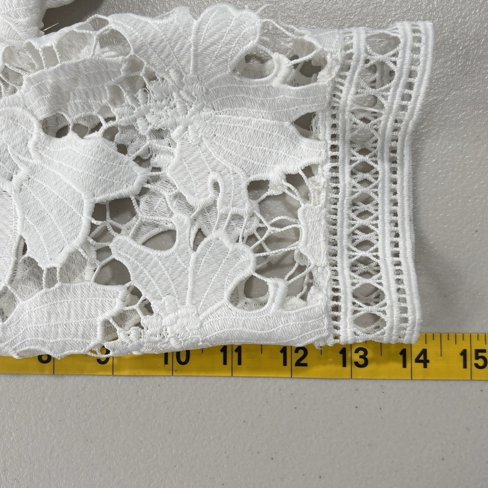 Just Me Dress Medium White Floral Crochet Tiered Boho Revival Ethereal‎ Angelic - Picture 7 of 9